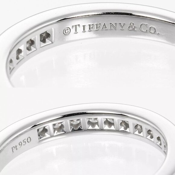 TIFFANY&Co. Setting Half Circle Ring 0.1" model Pt950Platinum/diamond #3.7... - Picture 4 of 10
